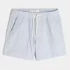 Pantaloncini in seersucker misto lino a metà coscia