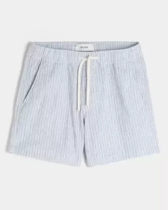Pantaloncini in seersucker misto lino a metà coscia
