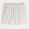 Pantaloncini in seersucker misto lino a metà coscia
