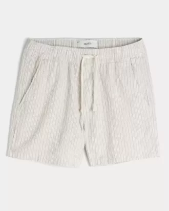 Pantaloncini in seersucker misto lino a metà coscia