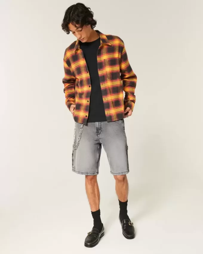 Pantaloncini larghi da pittore in denim nero lavato