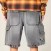 Pantaloncini larghi da pittore in denim nero lavato