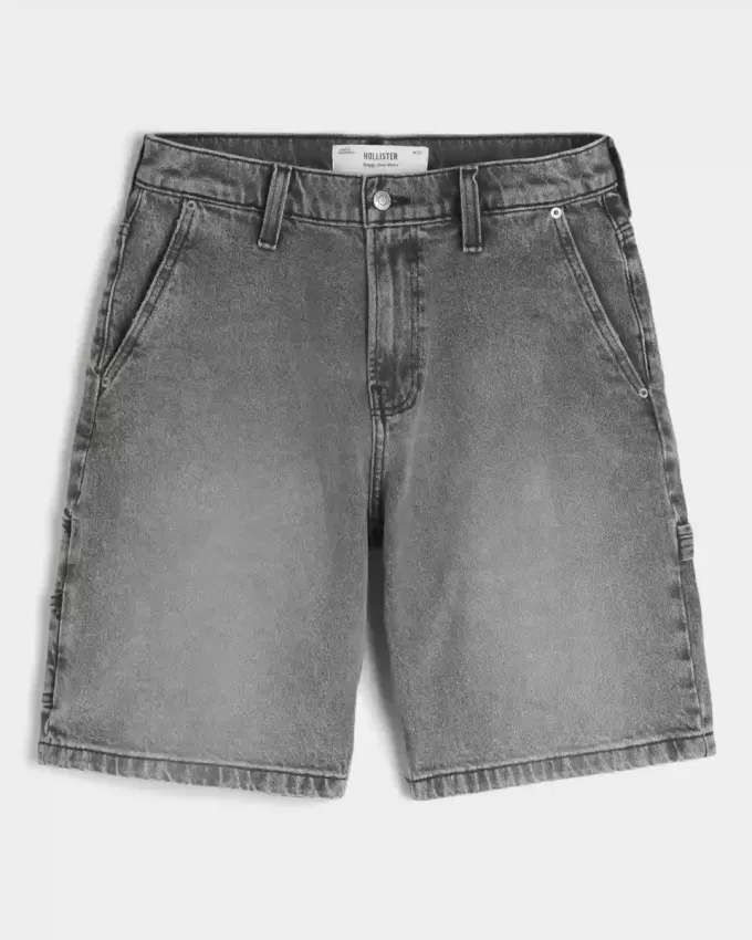 Pantaloncini larghi da pittore in denim nero lavato