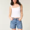 Pantaloncini larghi in denim a vita bassa con motivo a fiocco Pantaloncini larghi in denim a vita bassa con motivo a fiocco