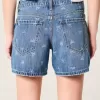 Pantaloncini larghi in denim a vita bassa con motivo a fiocco Pantaloncini larghi in denim a vita bassa con motivo a fiocco