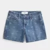 Pantaloncini larghi in denim a vita bassa con motivo a fiocco Pantaloncini larghi in denim a vita bassa con motivo a fiocco