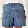 Pantaloncini larghi in denim a vita bassa lavaggio scuro 5″ Pantaloncini larghi in denim a vita bassa lavaggio scuro 5″