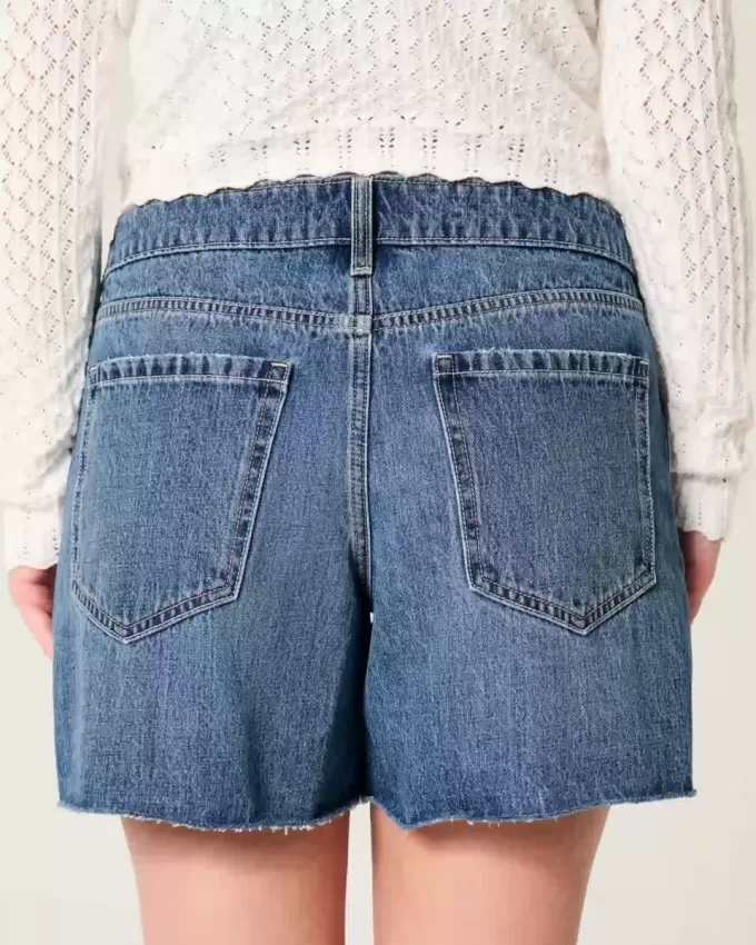 Pantaloncini larghi in denim a vita bassa lavaggio scuro 5″ Pantaloncini larghi in denim a vita bassa lavaggio scuro 5″