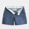 Pantaloncini larghi in denim a vita bassa lavaggio scuro 5″ Pantaloncini larghi in denim a vita bassa lavaggio scuro 5″