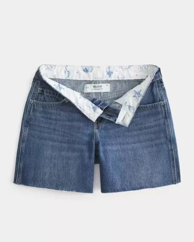 Pantaloncini larghi in denim a vita bassa lavaggio scuro 5″ Pantaloncini larghi in denim a vita bassa lavaggio scuro 5″