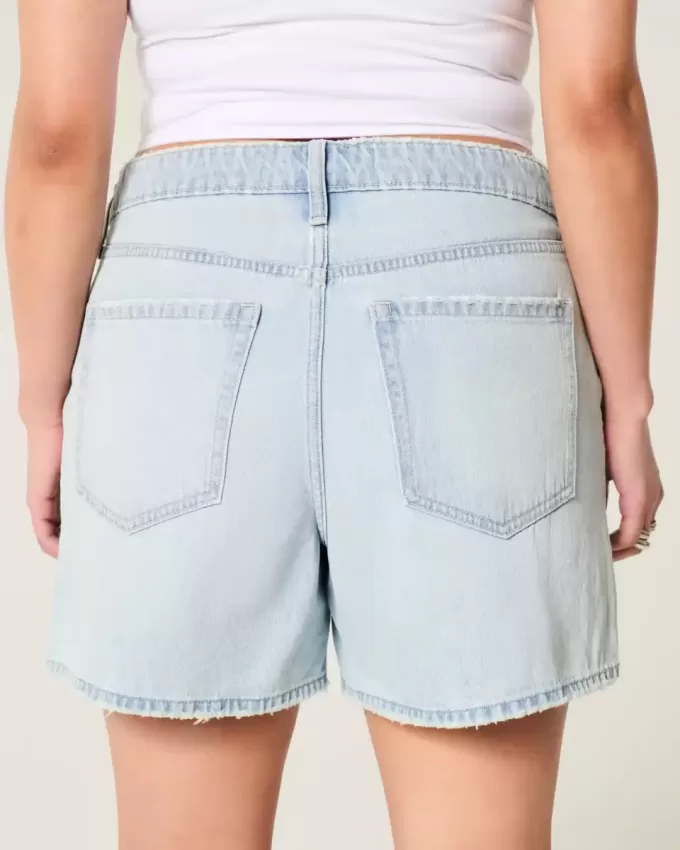 Pantaloncini larghi in denim chiaro a vita alta da 5″ Pantaloncini larghi in denim chiaro a vita alta da 5″