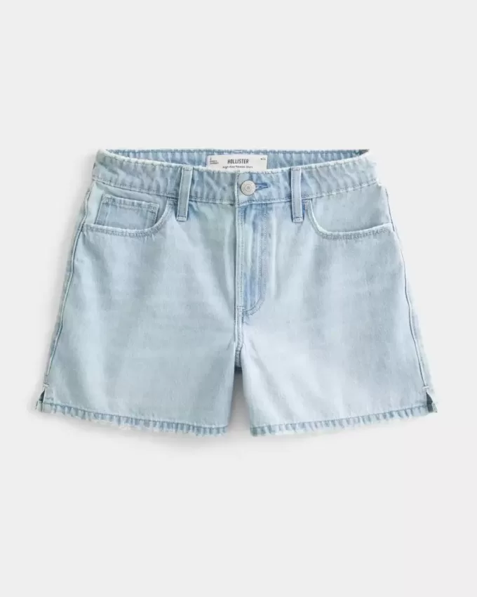 Pantaloncini larghi in denim chiaro a vita alta da 5″ Pantaloncini larghi in denim chiaro a vita alta da 5″