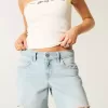 Pantaloncini larghi in denim chiaro a vita bassa da 5″ Pantaloncini larghi in denim chiaro a vita bassa da 5″