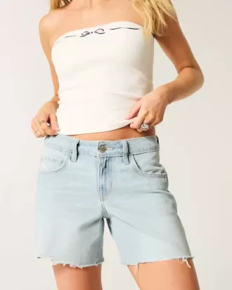 Pantaloncini larghi in denim chiaro a vita bassa da 5″