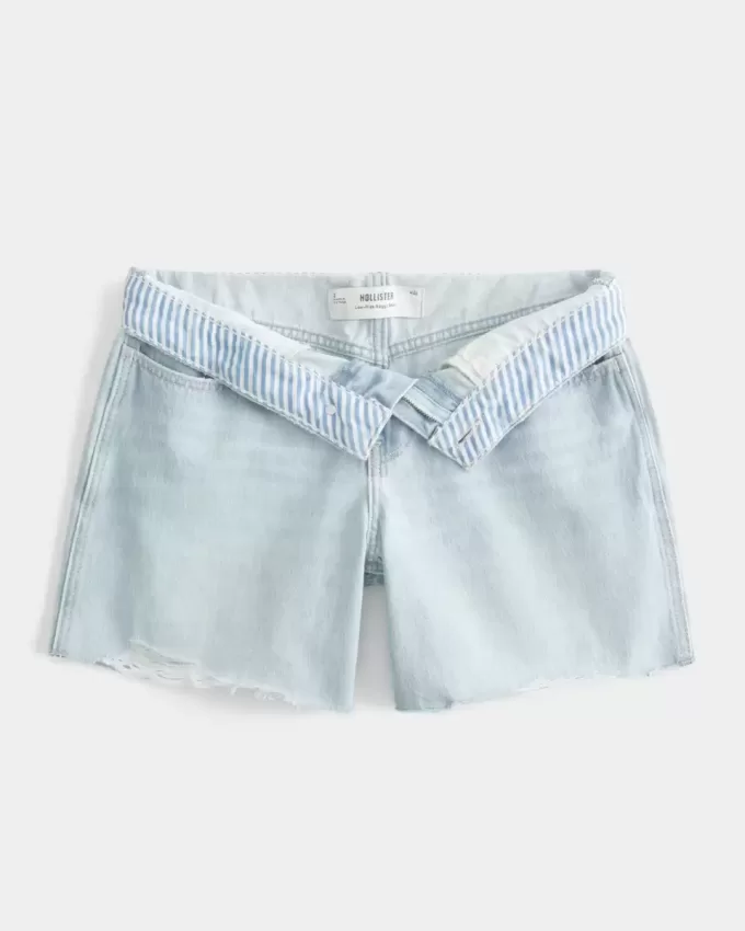 Pantaloncini larghi in denim chiaro a vita bassa da 5″ Pantaloncini larghi in denim chiaro a vita bassa da 5″