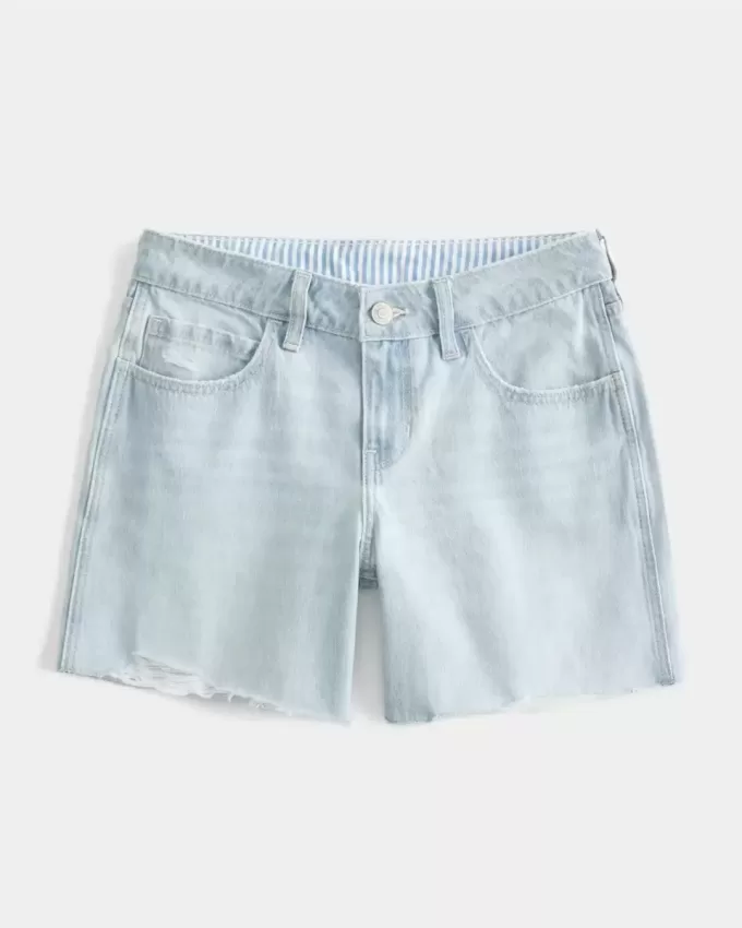 Pantaloncini larghi in denim chiaro a vita bassa da 5″ Pantaloncini larghi in denim chiaro a vita bassa da 5″