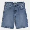Pantaloncini larghi in denim con grafica Rose