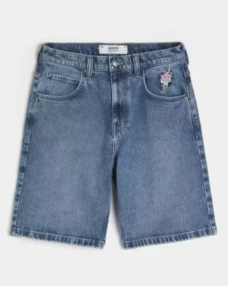 Pantaloncini larghi in denim con grafica Rose