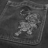 Pantaloncini larghi in denim con grafica Tiger