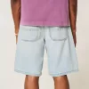 Pantaloncini larghi in denim con ricamo a catena