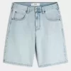 Pantaloncini larghi in denim con ricamo a catena
