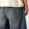 Pantaloncini larghi in denim con stampa serpente