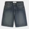 Pantaloncini larghi in denim con stampa serpente