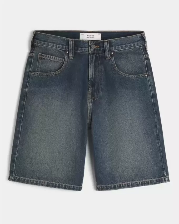 Pantaloncini larghi in denim con stampa serpente