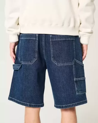 Pantaloncini larghi in denim da pittore