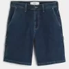 Pantaloncini larghi in denim da pittore