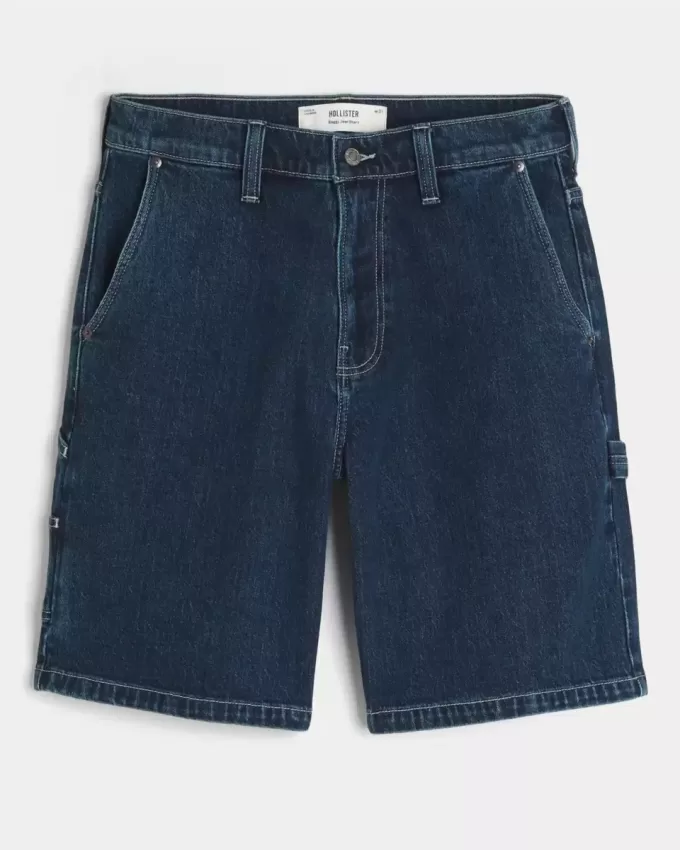 Pantaloncini larghi in denim da pittore