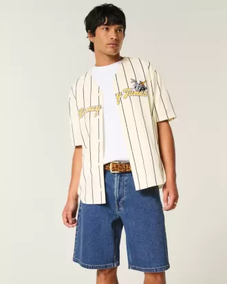 Pantaloncini larghi in denim lavaggio medio