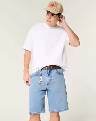 Pantaloncini larghi in denim lavaggio medio