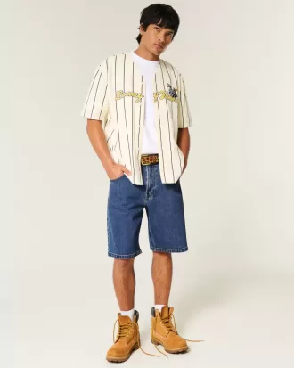Pantaloncini larghi in denim lavaggio medio