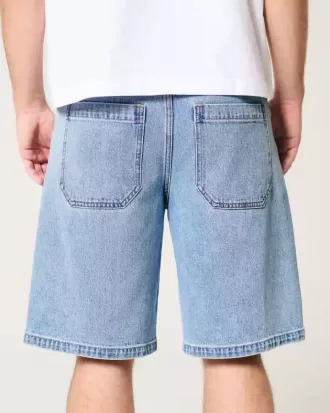 Pantaloncini larghi in denim lavaggio medio