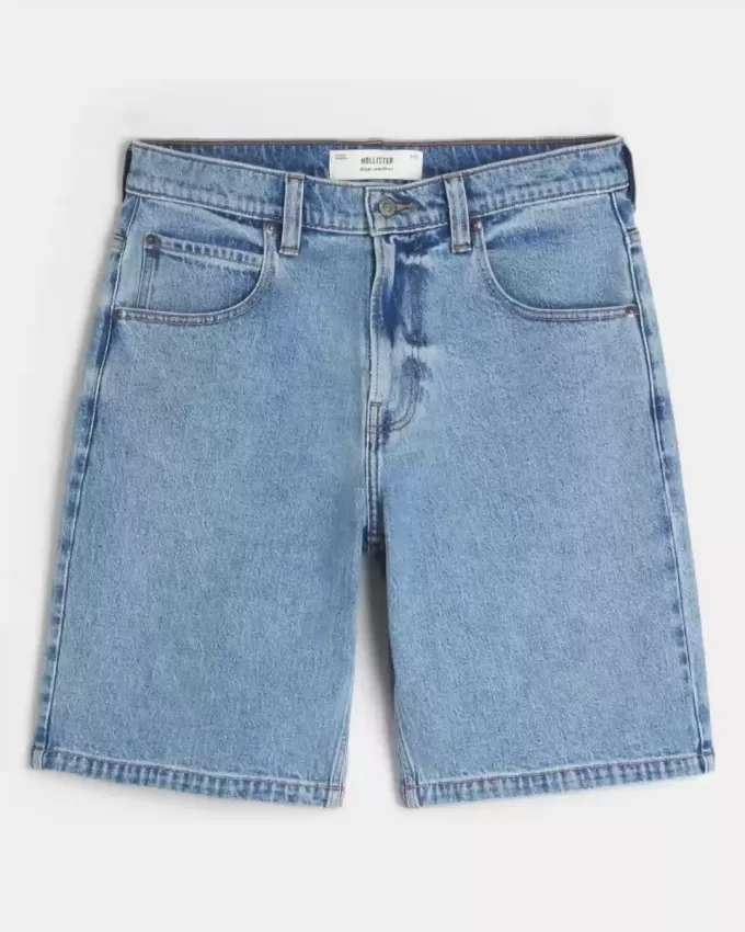 Pantaloncini larghi in denim lavaggio medio