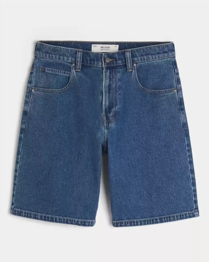 Pantaloncini larghi in denim lavaggio medio