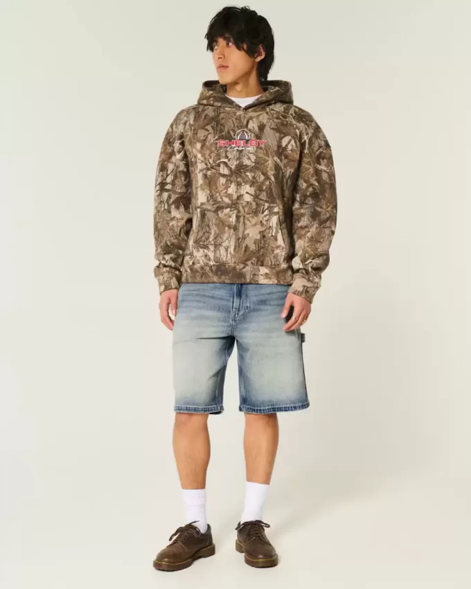 Pantaloncini larghi in denim lavaggio scuro