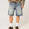 Pantaloncini larghi in denim lavaggio scuro