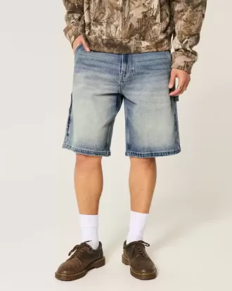 Pantaloncini larghi in denim lavaggio scuro