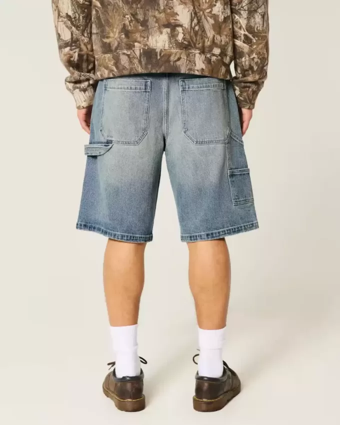 Pantaloncini larghi in denim lavaggio scuro