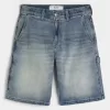 Pantaloncini larghi in denim lavaggio scuro
