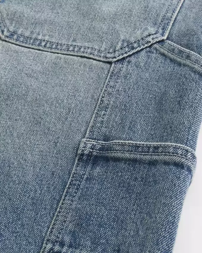 Pantaloncini larghi in denim lavaggio scuro