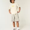 Pantaloncini larghi in denim mimetici