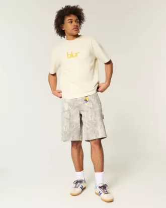 Pantaloncini larghi in denim mimetici