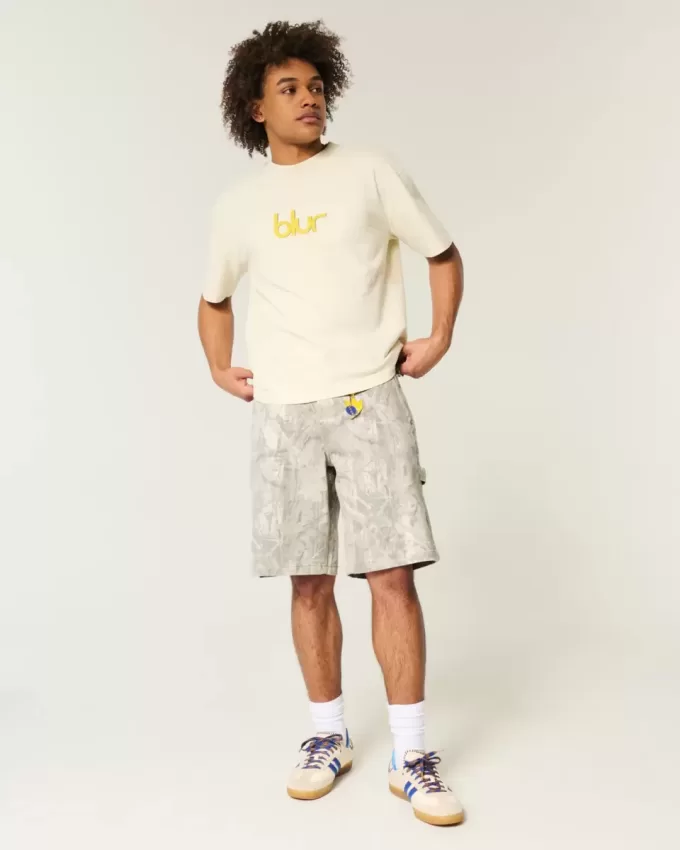 Pantaloncini larghi in denim mimetici