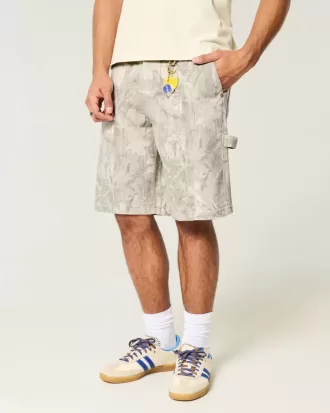 Pantaloncini larghi in denim mimetici