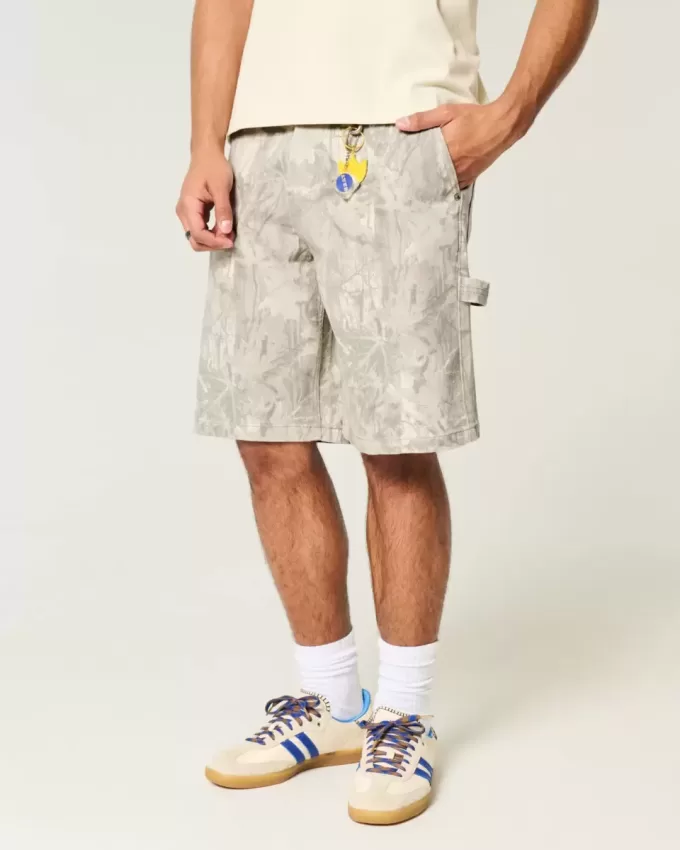 Pantaloncini larghi in denim mimetici
