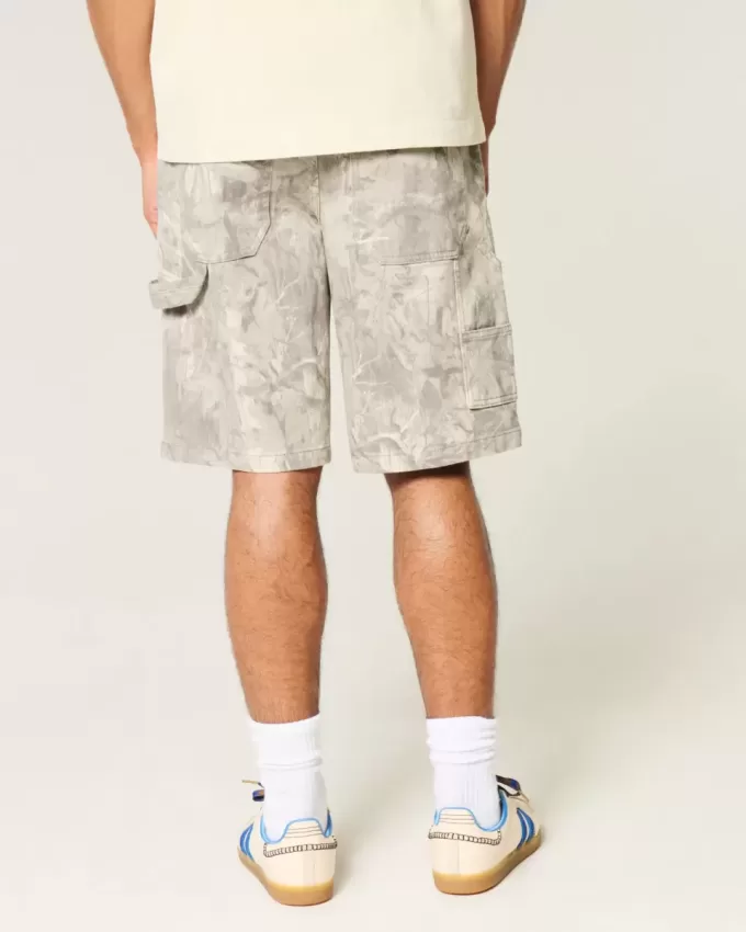 Pantaloncini larghi in denim mimetici