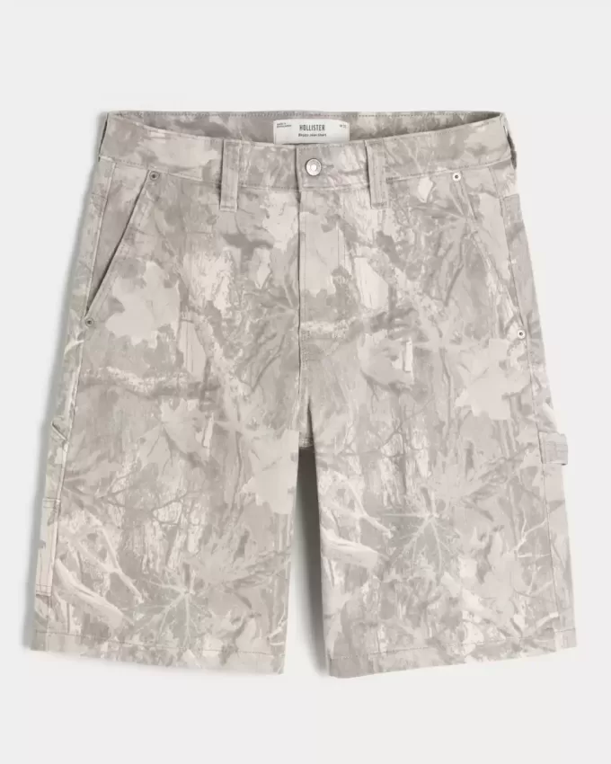 Pantaloncini larghi in denim mimetici